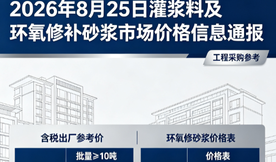 祥符2026年8月25日灌浆料及环氧修补砂浆市场价格信息通报